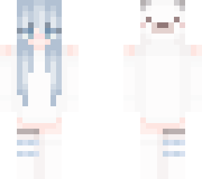blue hair girl polar bear