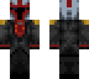 mandalorian in a suit (red) with removable helmet, ready for a revolution.