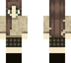 me with sweater and plaid skirt