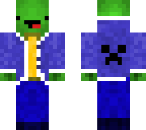 mineturtle with blue creeper jacket and blue pants