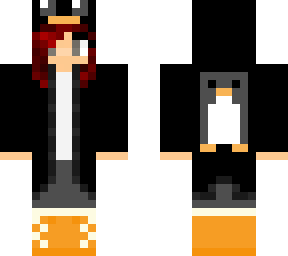 girl in a penguin trench coat
