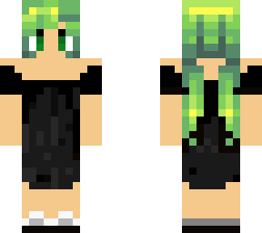 simple girl with green hair