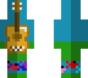 guitar  and fish in a river