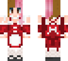 christmas maid skin with pink and brown hair