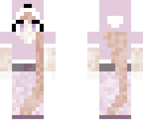 girl with pink crop top and w/ pink beanie and long hair
