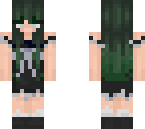 green haired girl with black dress