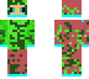 camo and red suit
