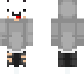 grey hoodie w/ mask w/ tongue sticking out