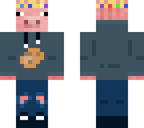 pig man with hoodie and crown