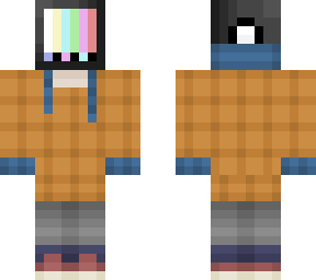 tv head in a plaid hoodie