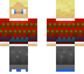 blond boy with christmas sweater