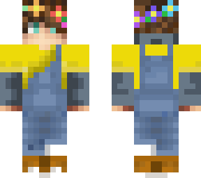 cute yellow hoodie boy with flower crown and dungaree by travos