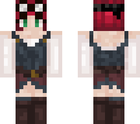 pirate girl with short red hair and googles