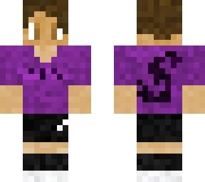 purple dragon shirt, nike shorts