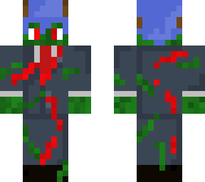 zombie guy suit with purple hair