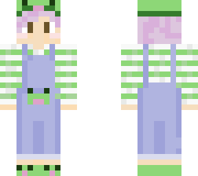 froggy overalls with purple hair