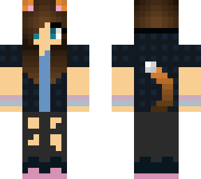 brown hair - orange cat - girl