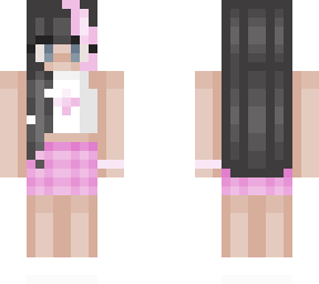 girl with pink plaid skirt