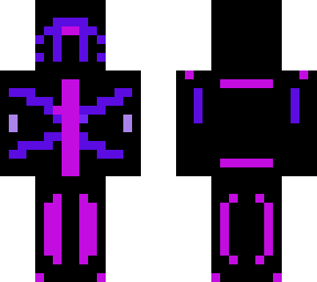 neon guy with buffed up muscles and black, purple, and violet main colors
