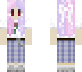pink & purple hair girl with plaiddd :) mismatched eyes