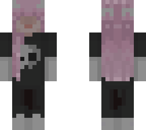 pink hair and skull shirt (with pants)