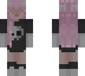 pink hair and skull shirt