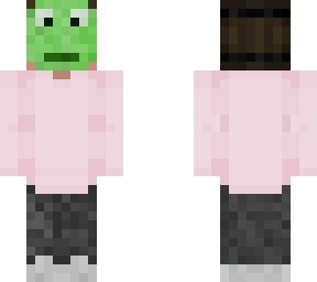 pink hoodie, green mask
