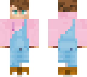 pink hoodie and light blue dungaree boy