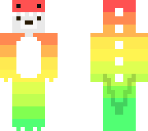 polar bear in a rainbow dinosaur onesie