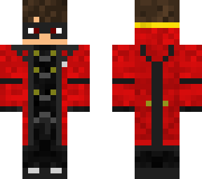 red cloak and black clothes