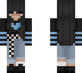 blue aesthetic girl with blue heart on black shirt