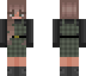 green checkered dress brown haired girl <3