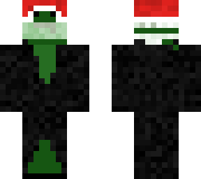 green guy quarintined and robe with mask and santa hat in outer layer