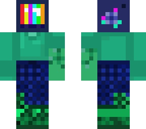 blue green static tv head