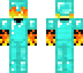 fire with a black background and diamond armor