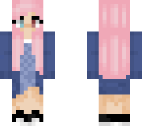 pink haired blue jacket girl