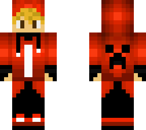 boy with red creeper hoodie