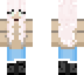 pink hair, beige sweater