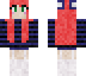 purple striped shirt- red hair (female)