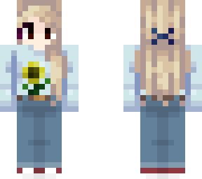 first skin !! blue sweater girl  ash blonde hair