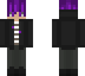purple hair with jacket w/ outer layer