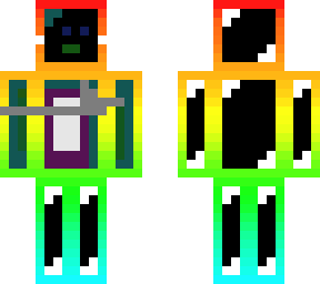 rainbow with an aroww in his chest skin.