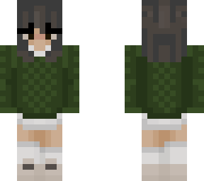short hair girl w green plaid sweater