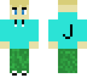 big man in aqua blue hoody and green pants