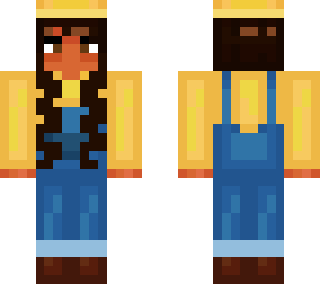girl with yellow sweater and overalls