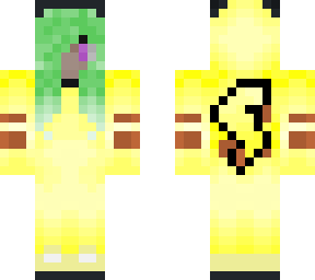 green hair girl with pikachu onesie