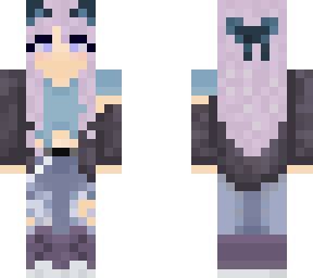 purple hair cat girl