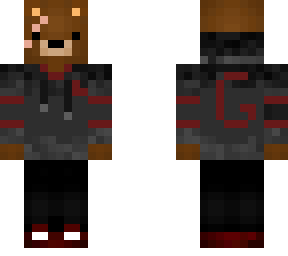 teddybear hoodie black grey red