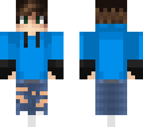 boy brown hair blue sweeter ripped jeans