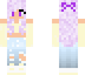 cute girl with yellow crop and purple hair